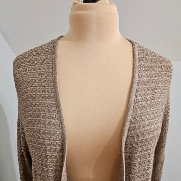 Chico's Cocoon Taupe Marled Open Knit Long Cardigan Duster Sweater Medium - Picture 7 of 10
